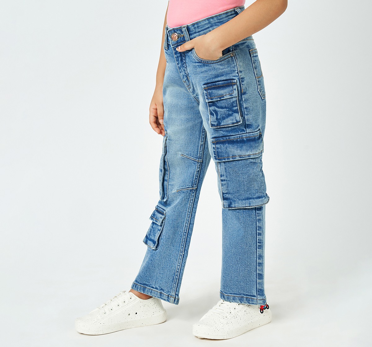 Girl  Washed Jeans blue