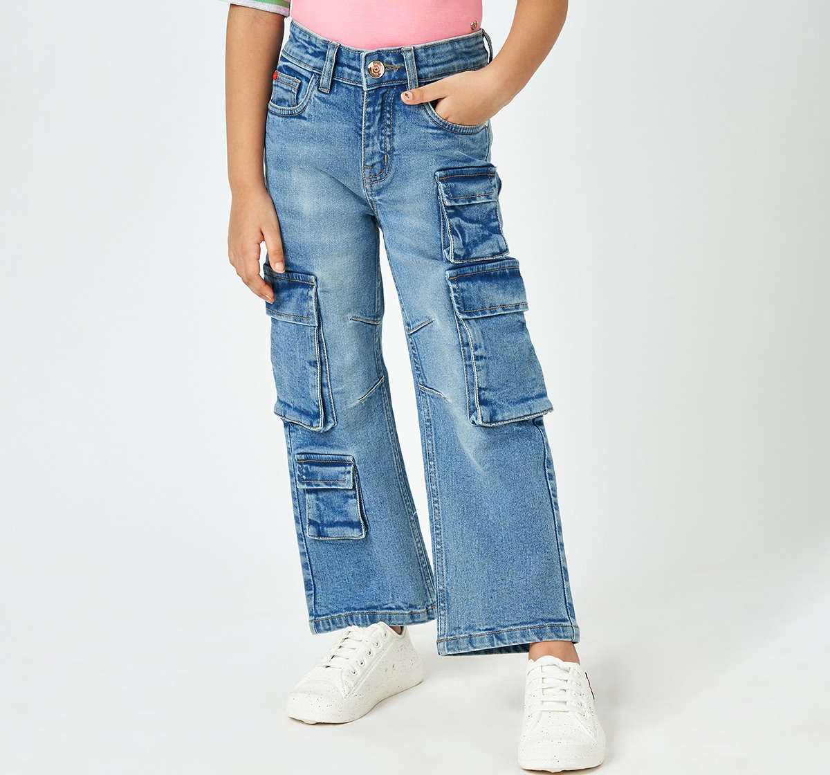 Girl  Washed Jeans blue