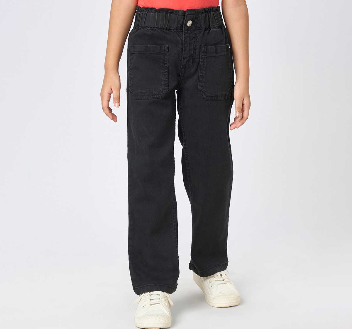 Girl  Washed Jeans black