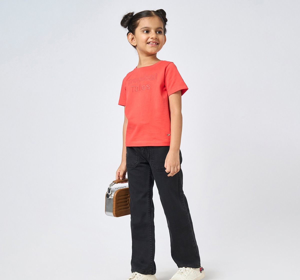 Girl  Washed Jeans black