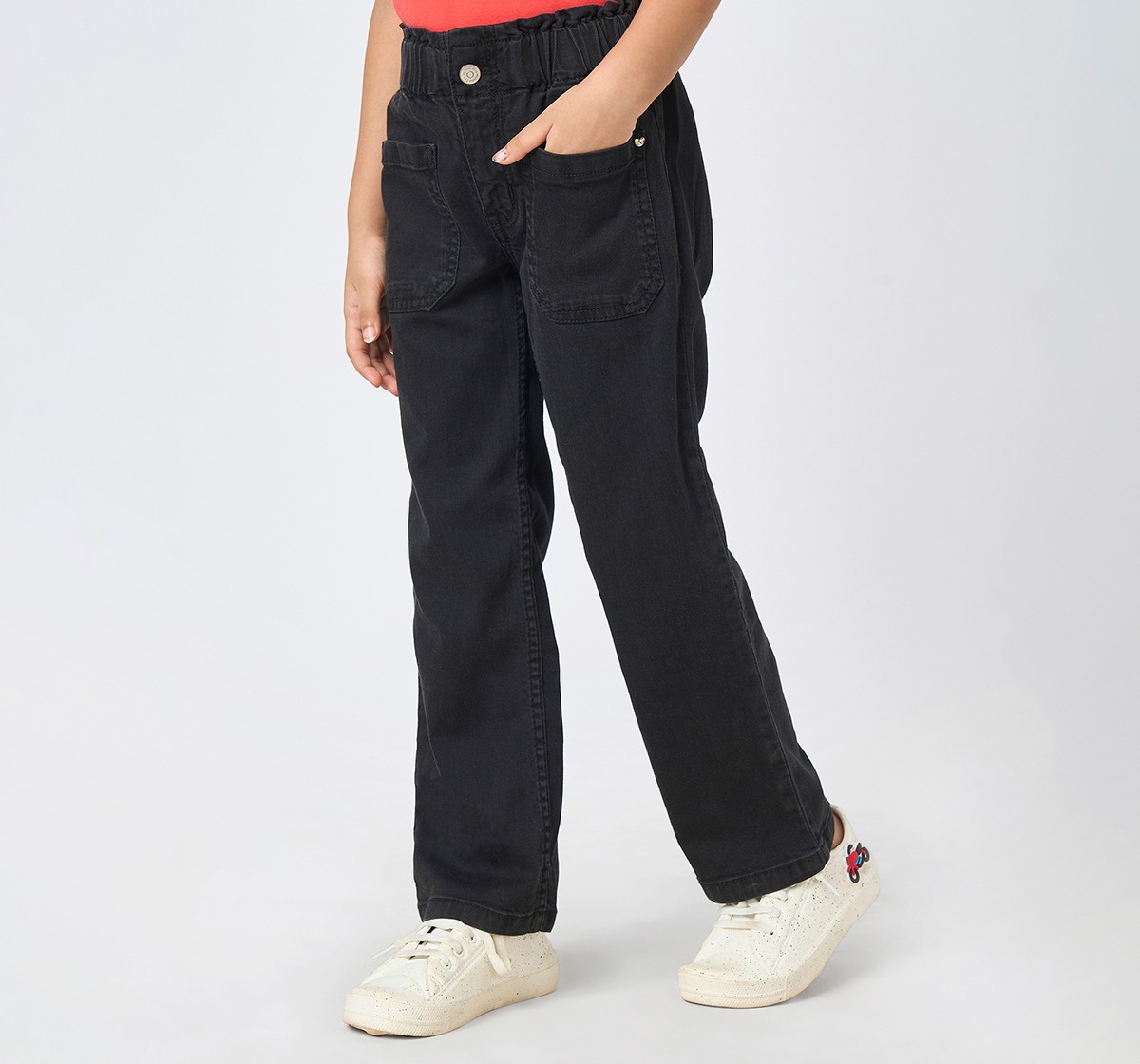 Girl  Washed Jeans black