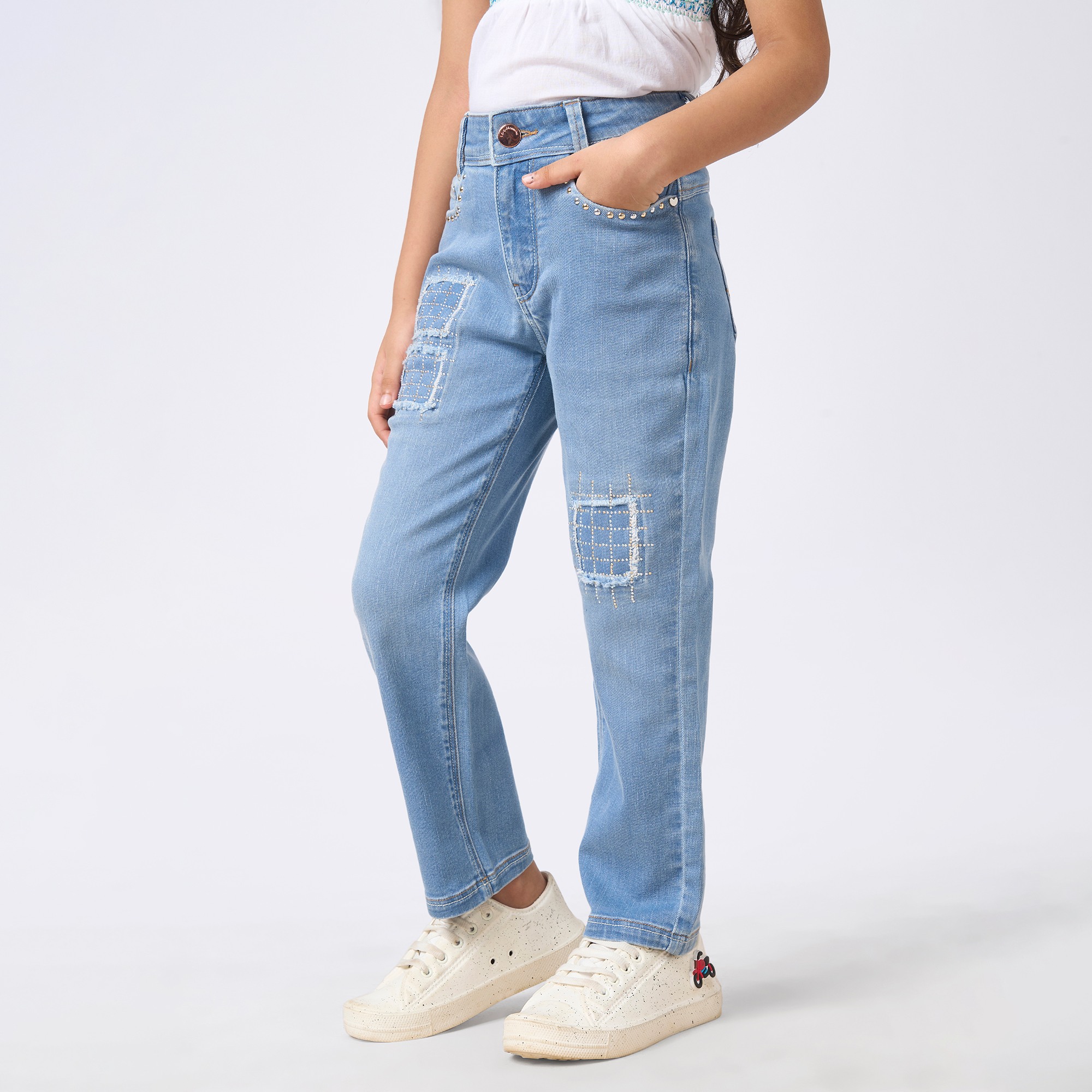 Girl  Washed Jeans blue
