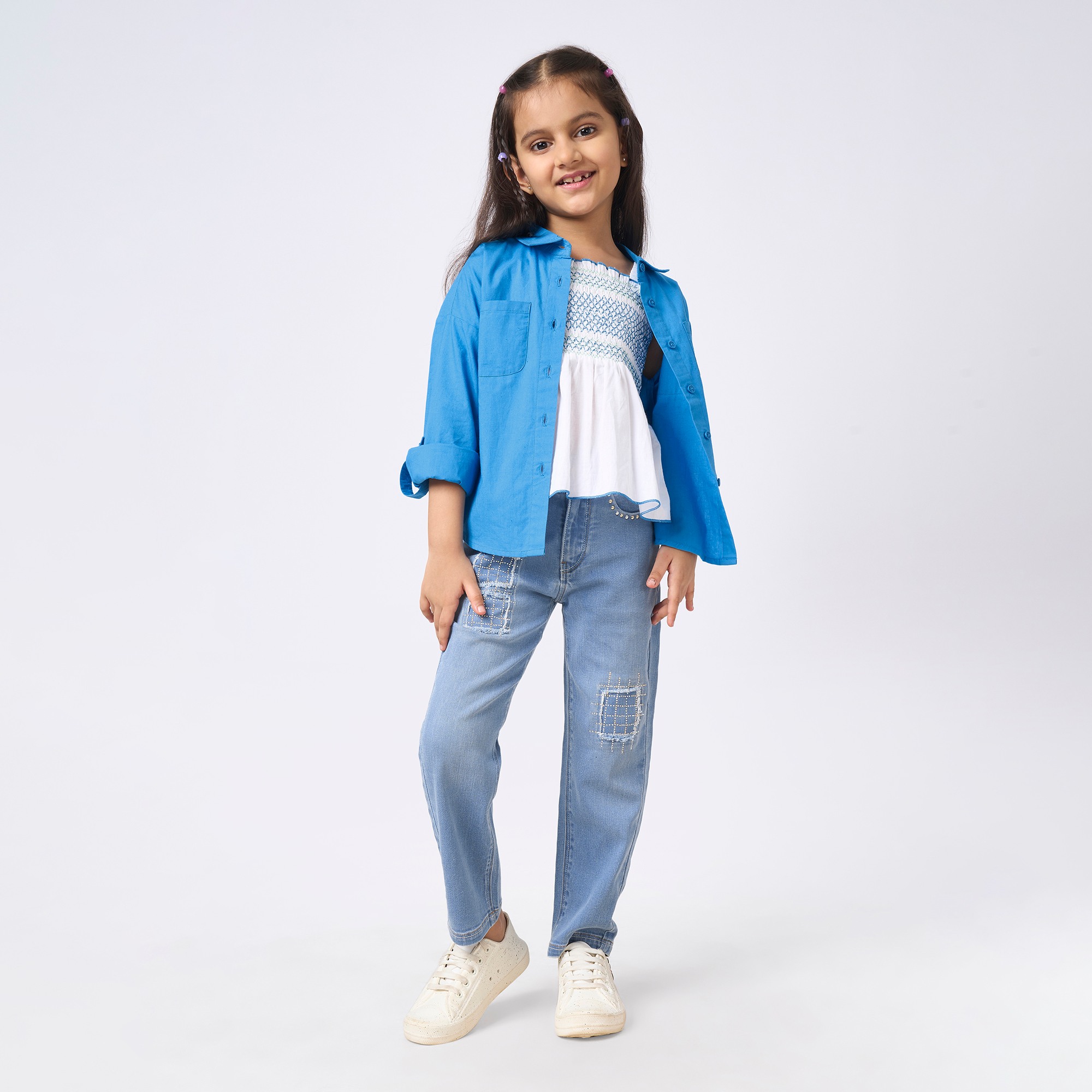 Girl  Washed Jeans blue