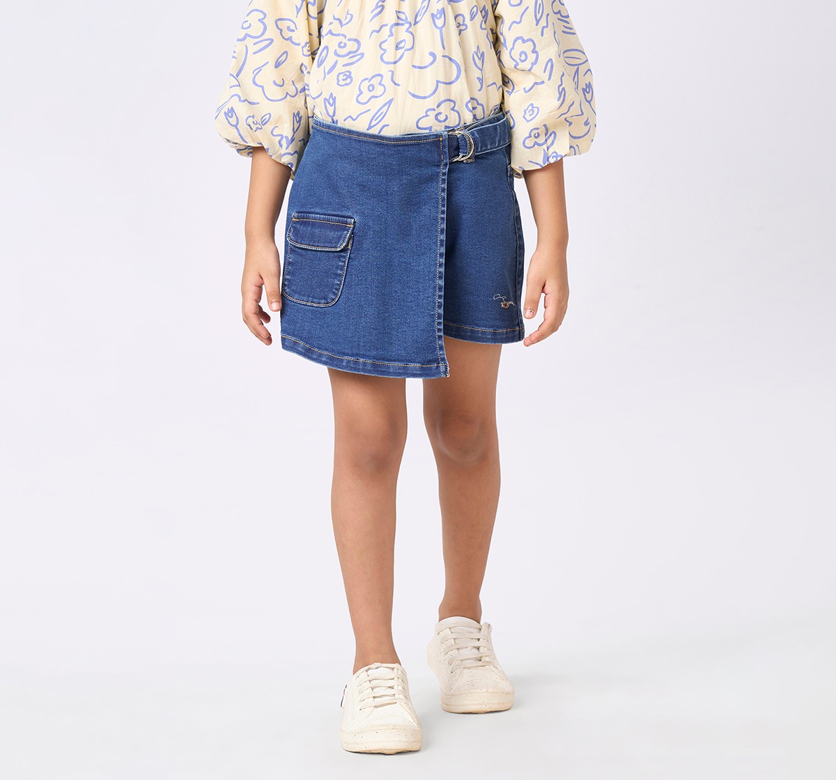 Girl  Washed Skorts blue