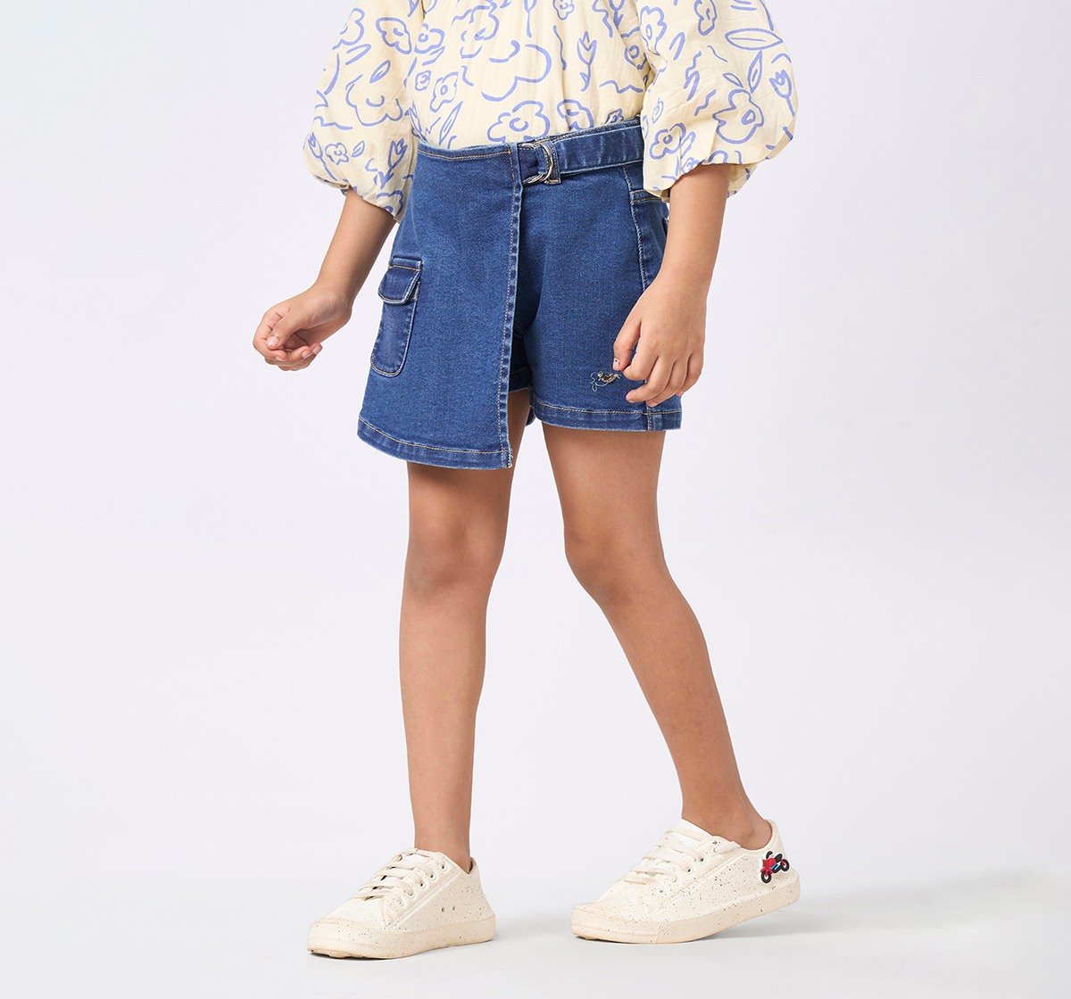 Girl  Washed Skorts blue