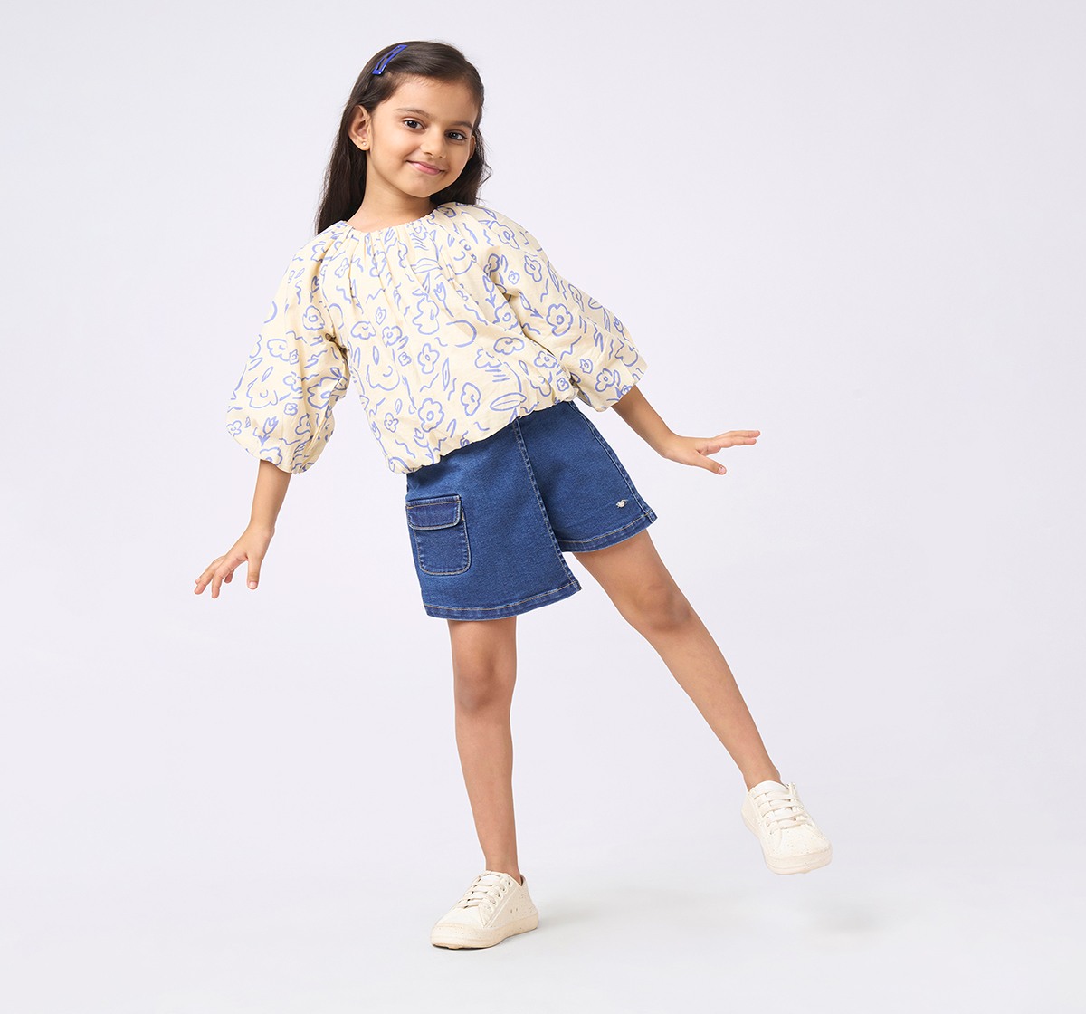 Girl  Washed Skorts blue