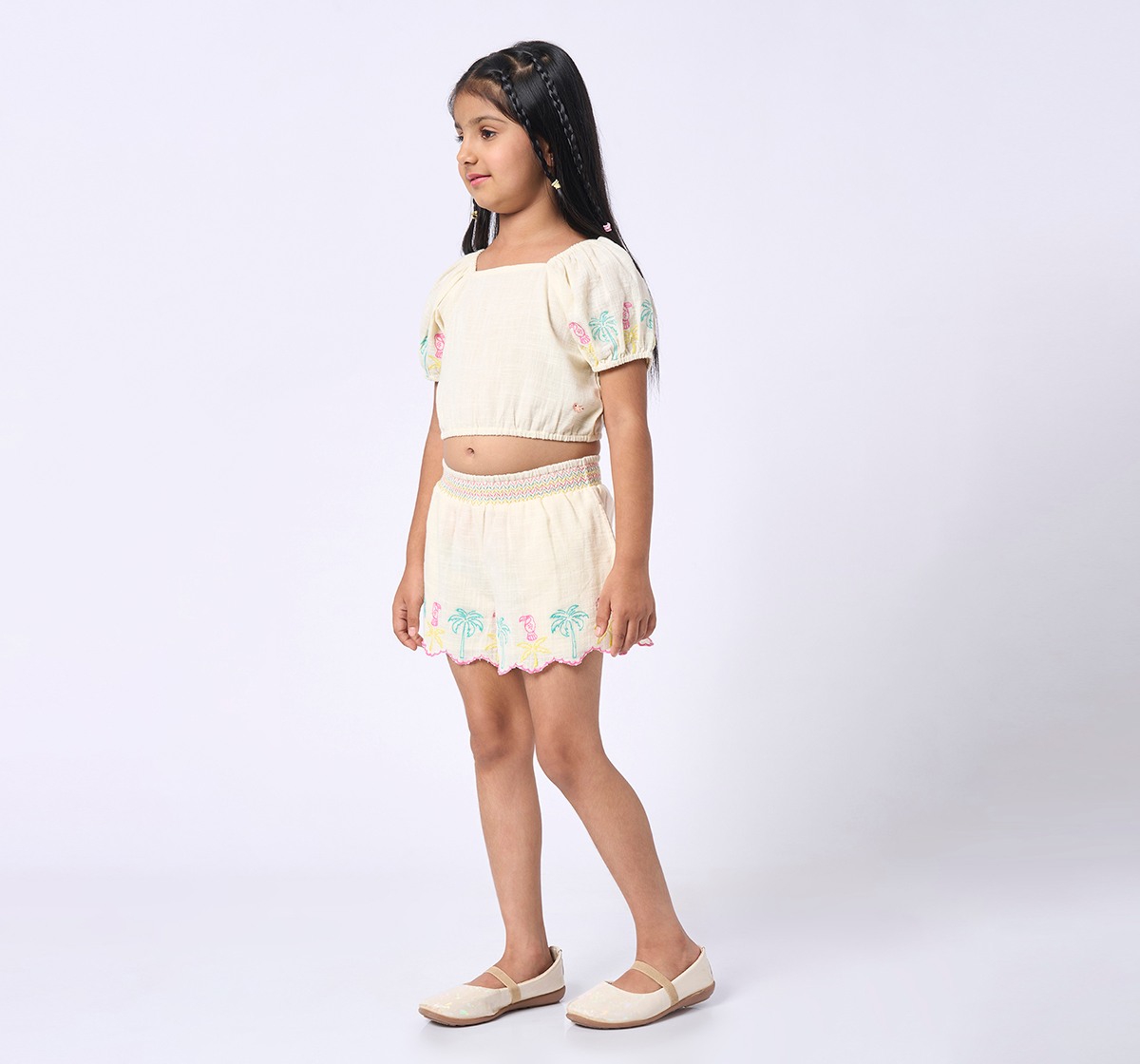 Girl  Embroidered Clothing Sets off-white