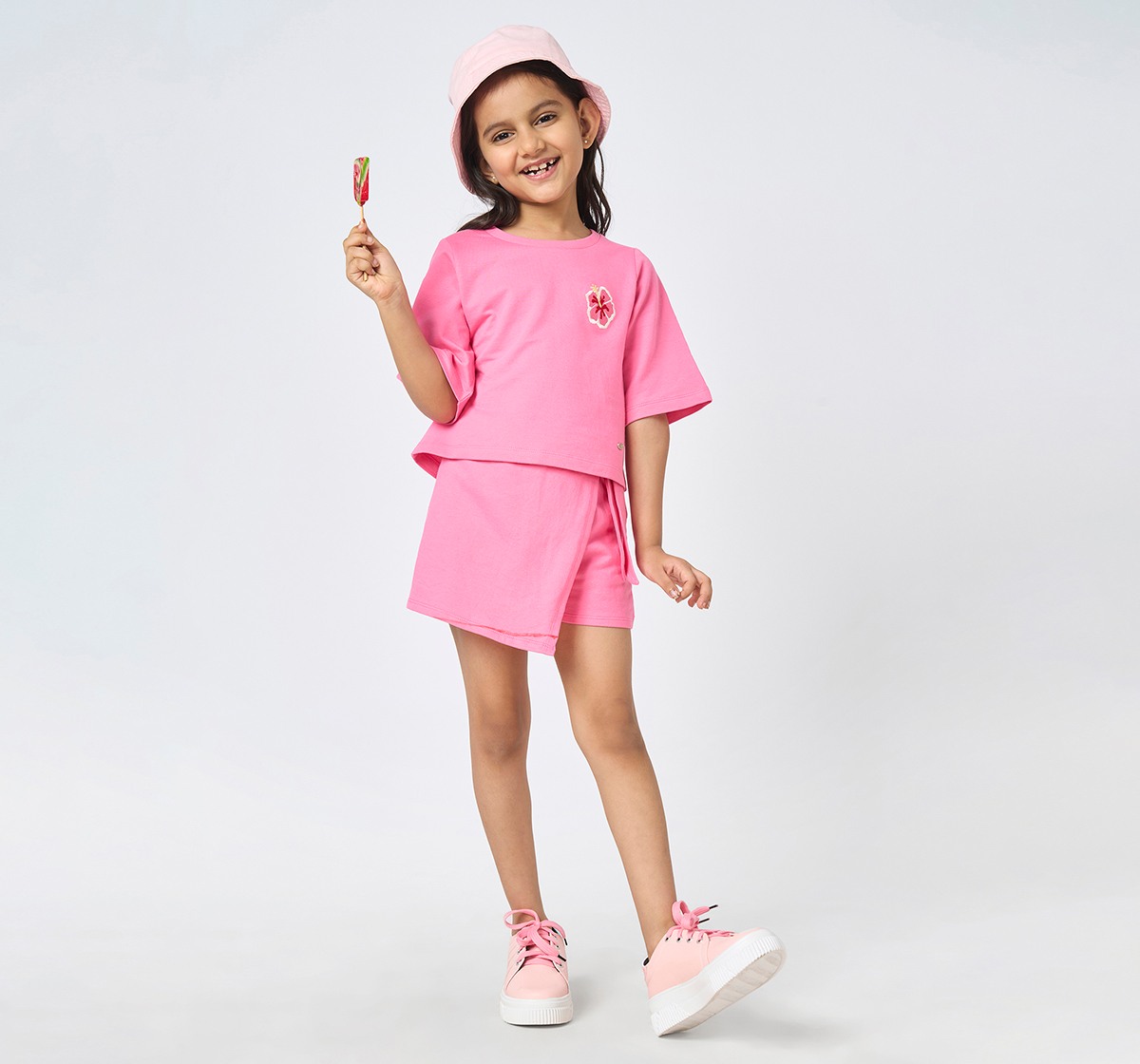 Girl  Solid Clothing Sets pink
