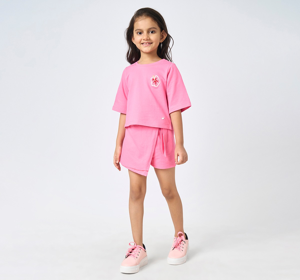 Girl  Solid Clothing Sets pink