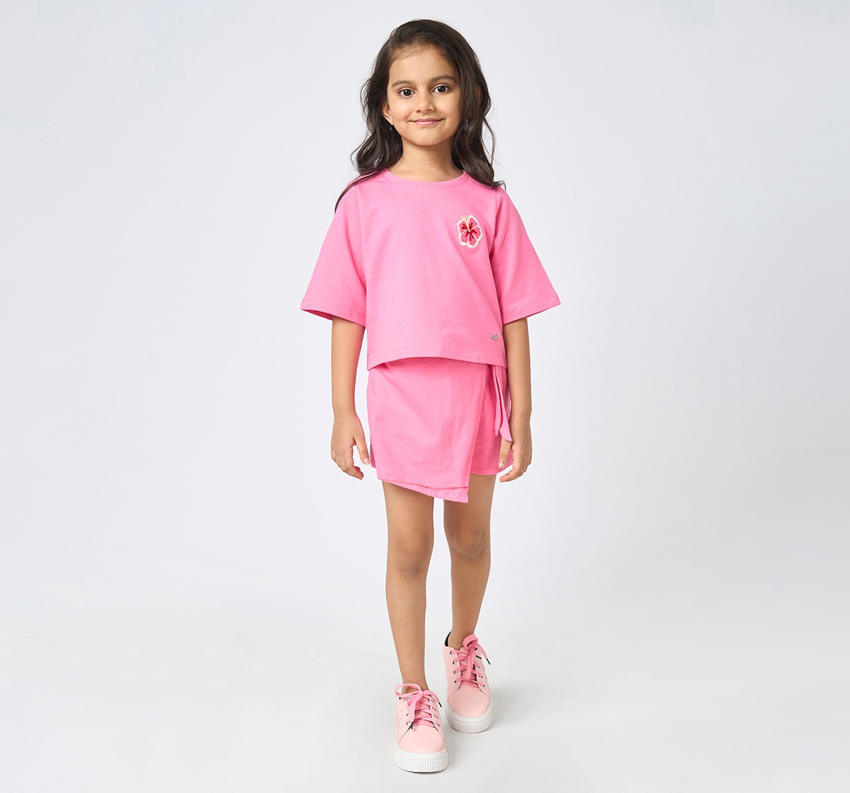 Girl  Solid Clothing Sets pink