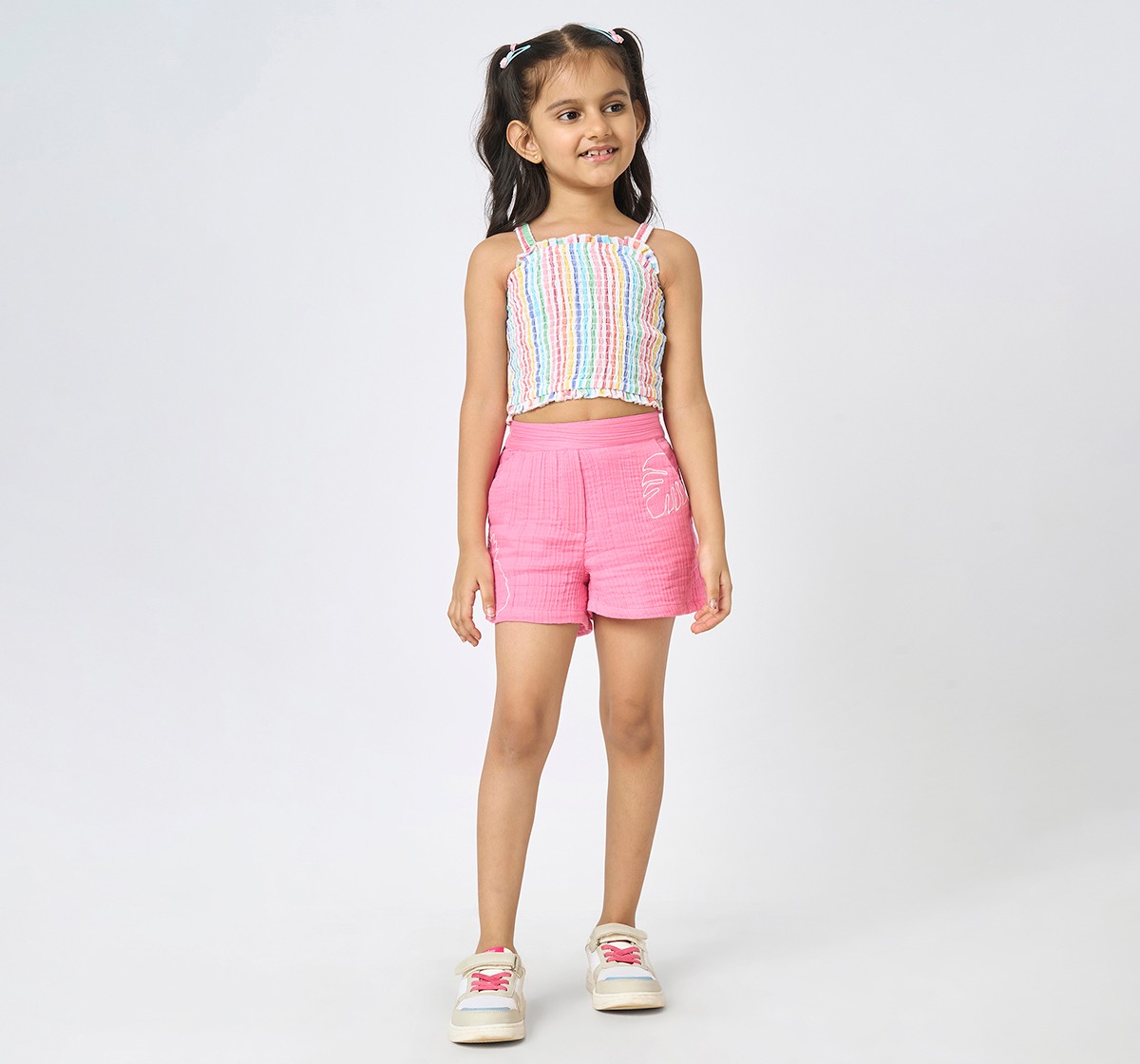Girl  Embroidered Clothing Sets pink & white