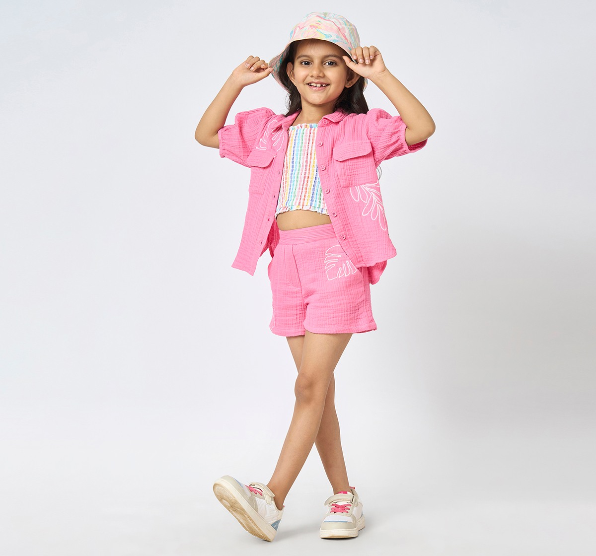Girl Embroidered Clothing Sets pink & white