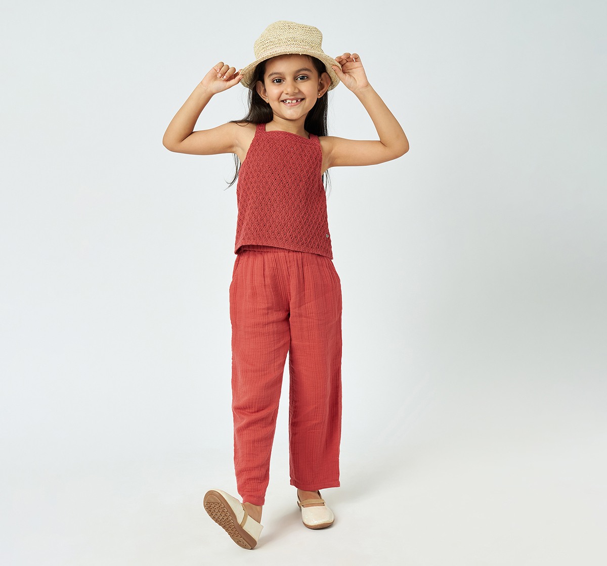 Girl  Solid Clothing Sets red