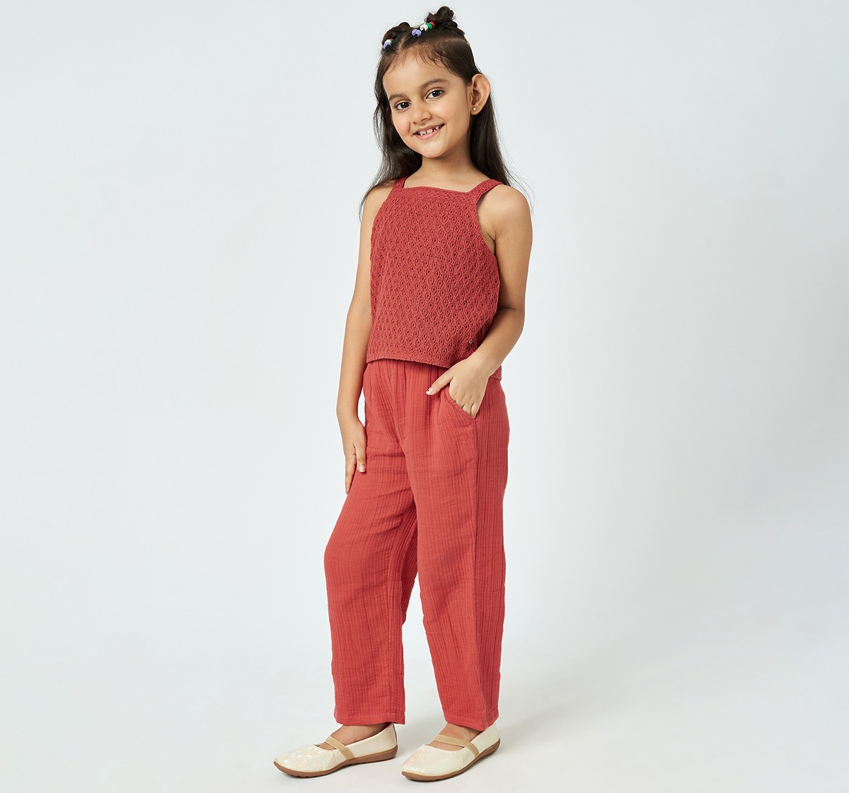 Girl  Solid Clothing Sets red