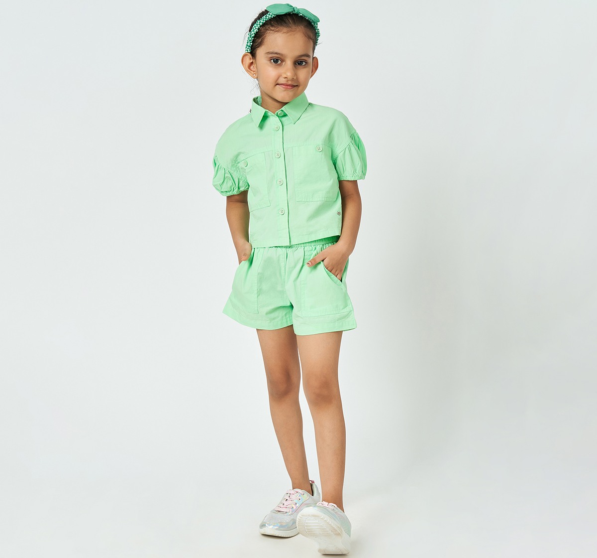 Girl  Solid Clothing Sets green