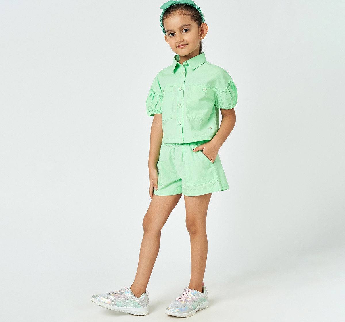 Girl  Solid Clothing Sets green