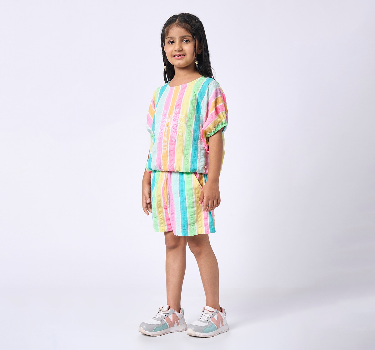 Girl  Striped Clothing Sets multicolour