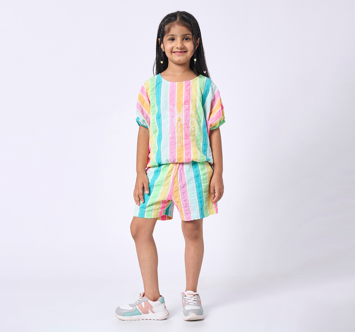 Girl  Striped Clothing Sets multicolour