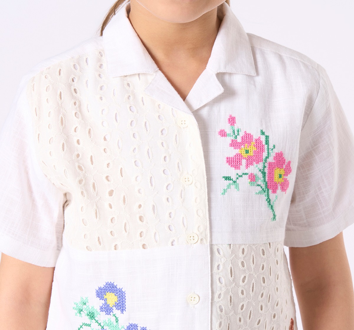 Girl  Embroidered Clothing Sets off-white