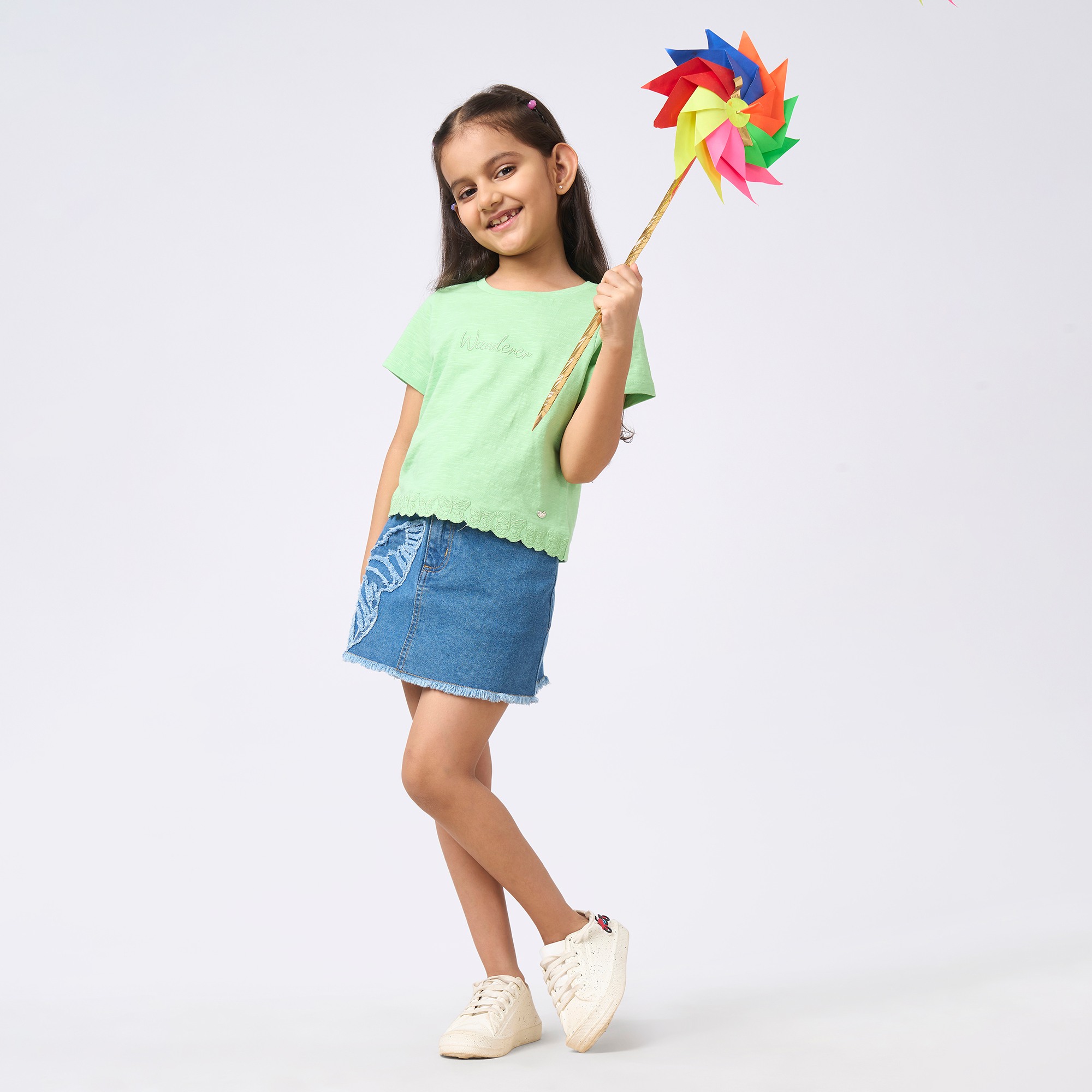 Girl  Washed Skirt blue