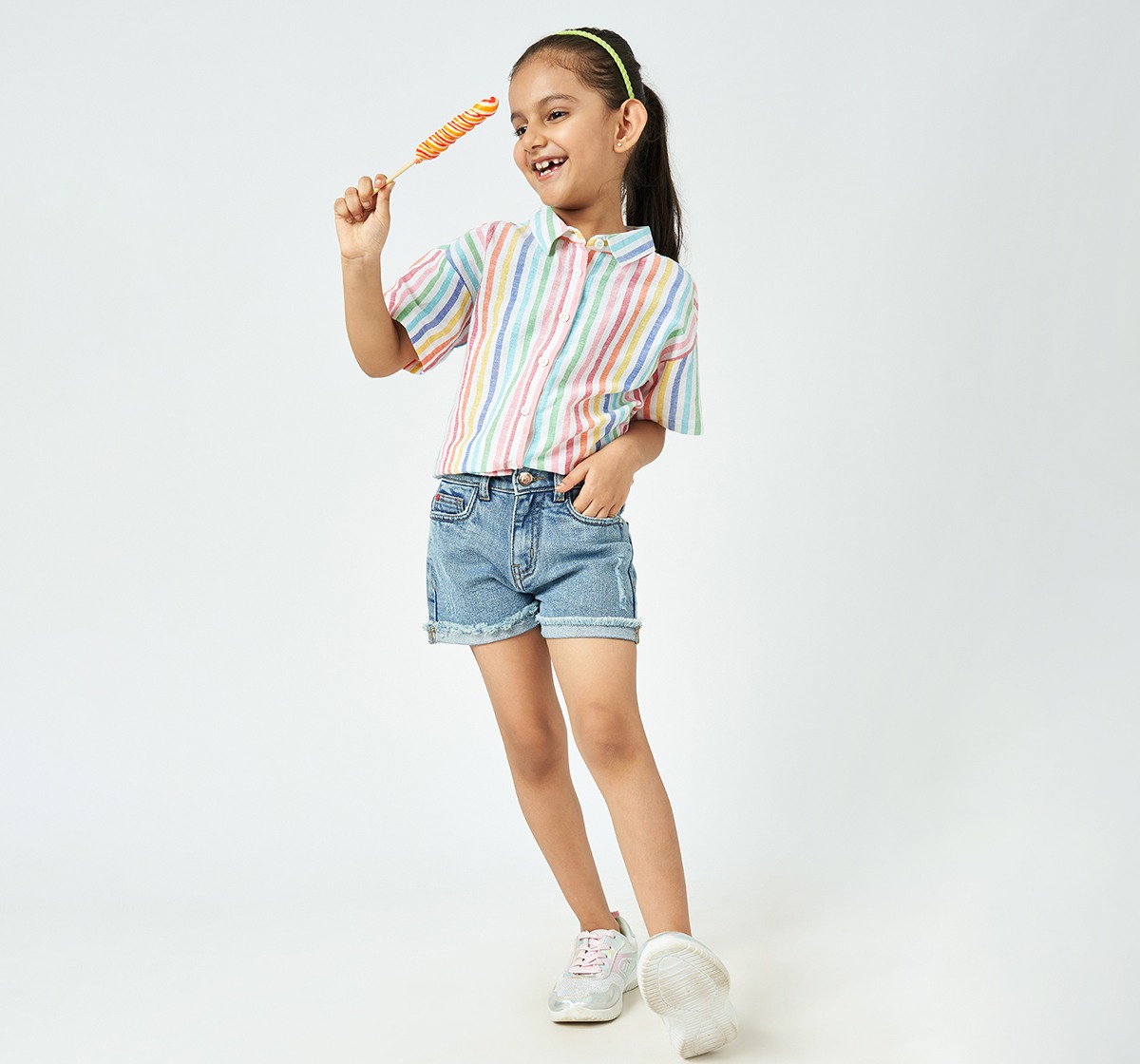 Girl  Washed Shorts blue