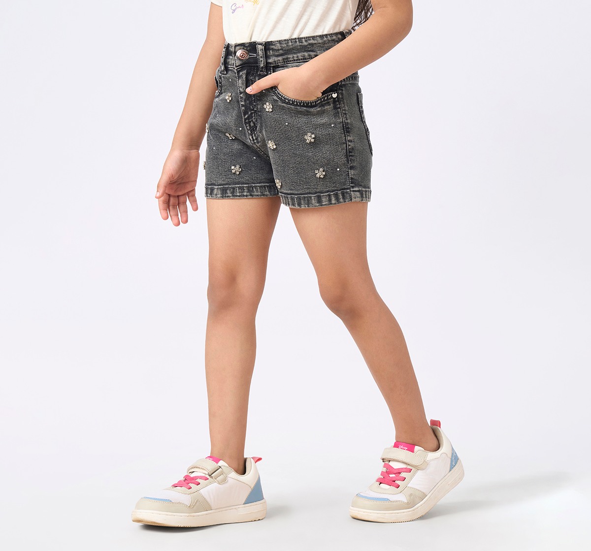 Girl  Washed Shorts grey