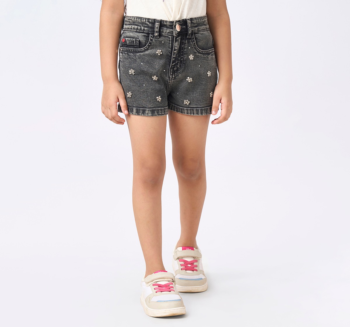 Girl  Washed Shorts grey