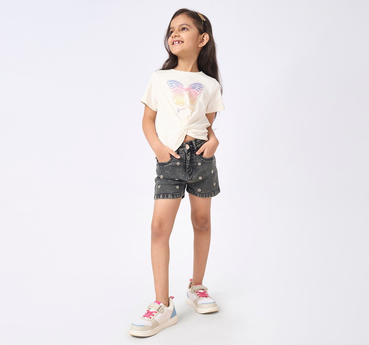 Girl  Washed Shorts grey