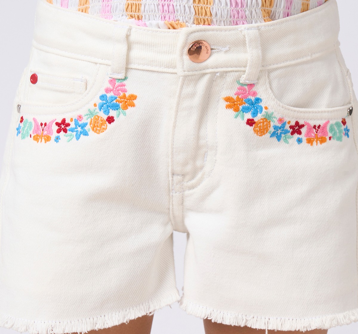 Girl  Embroidered Shorts white
