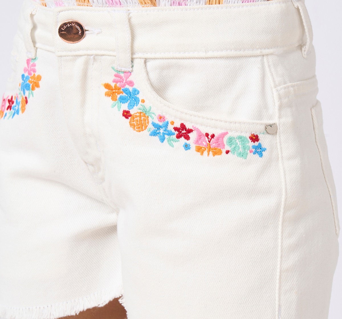 Girl  Embroidered Shorts white