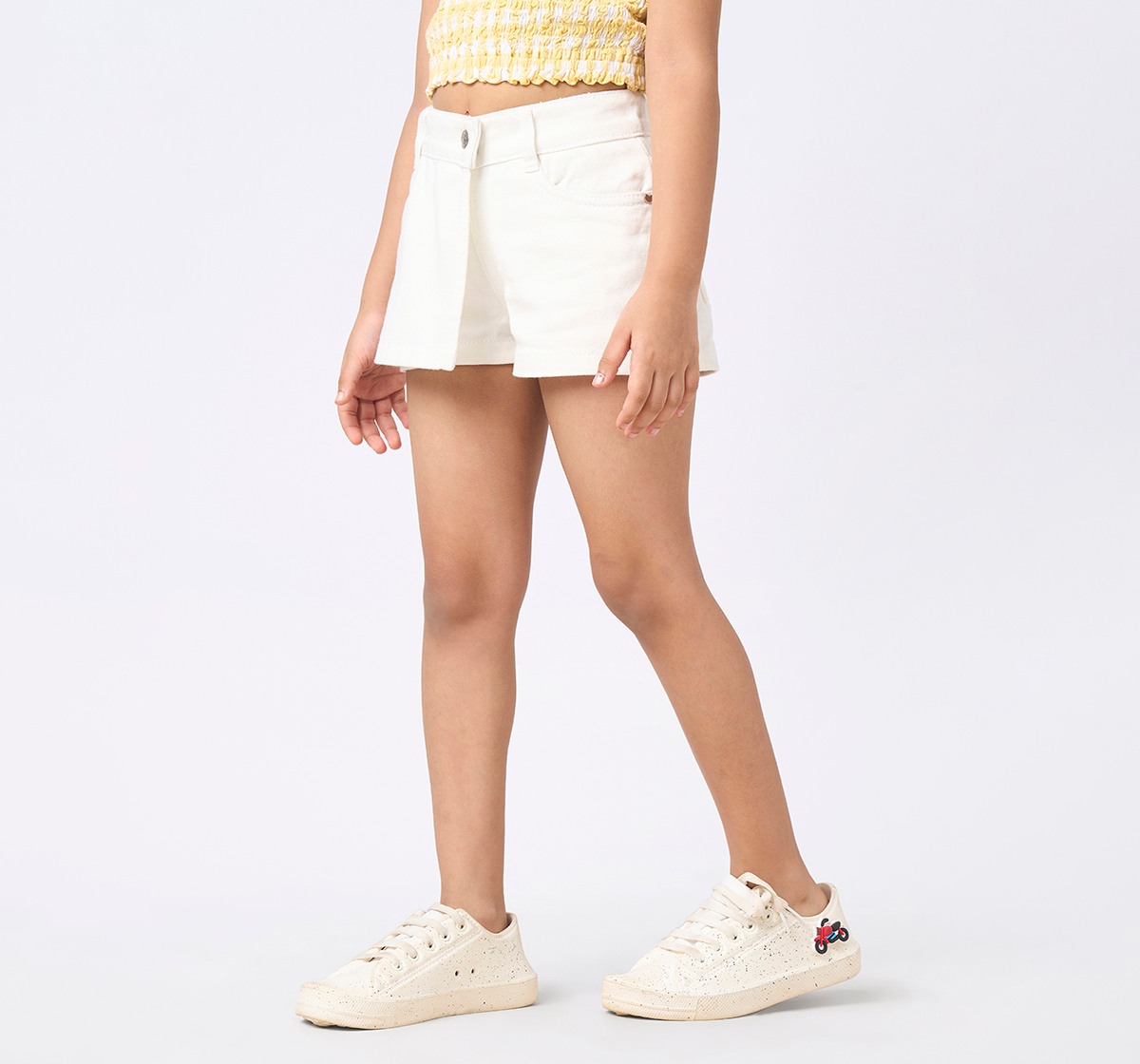 Girl Washed Skorts off-white
