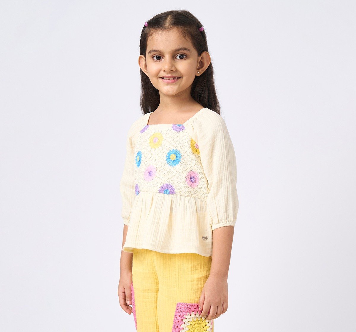 Girl  Embroidered Tops off-white