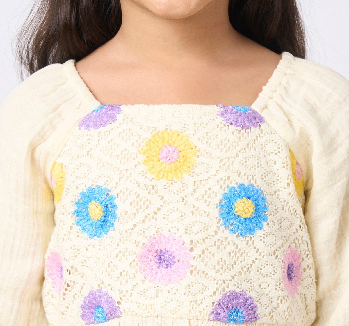 Girl  Embroidered Tops off-white