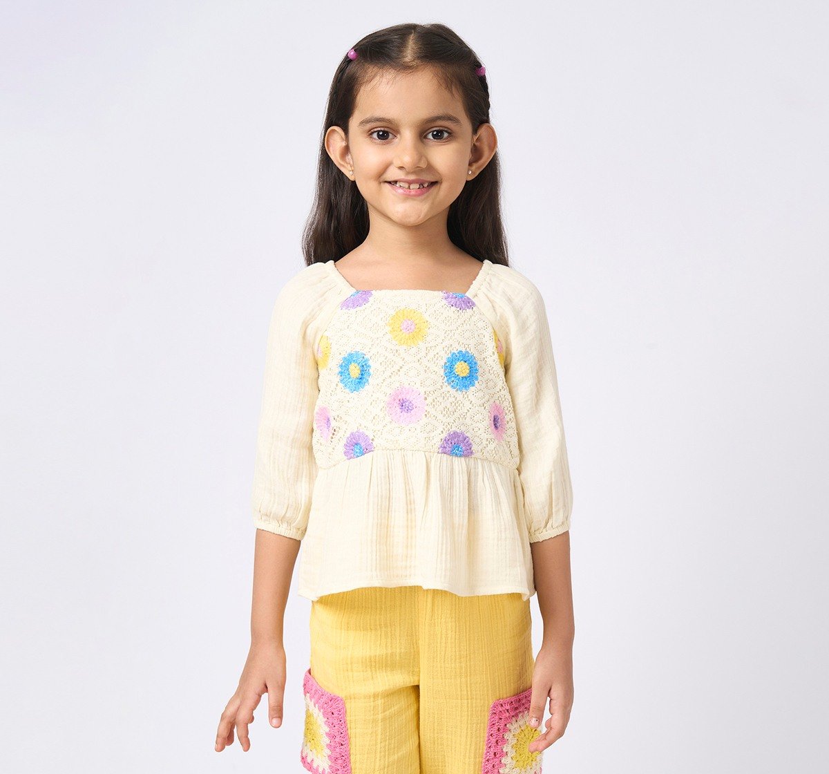 Girl  Embroidered Tops off-white