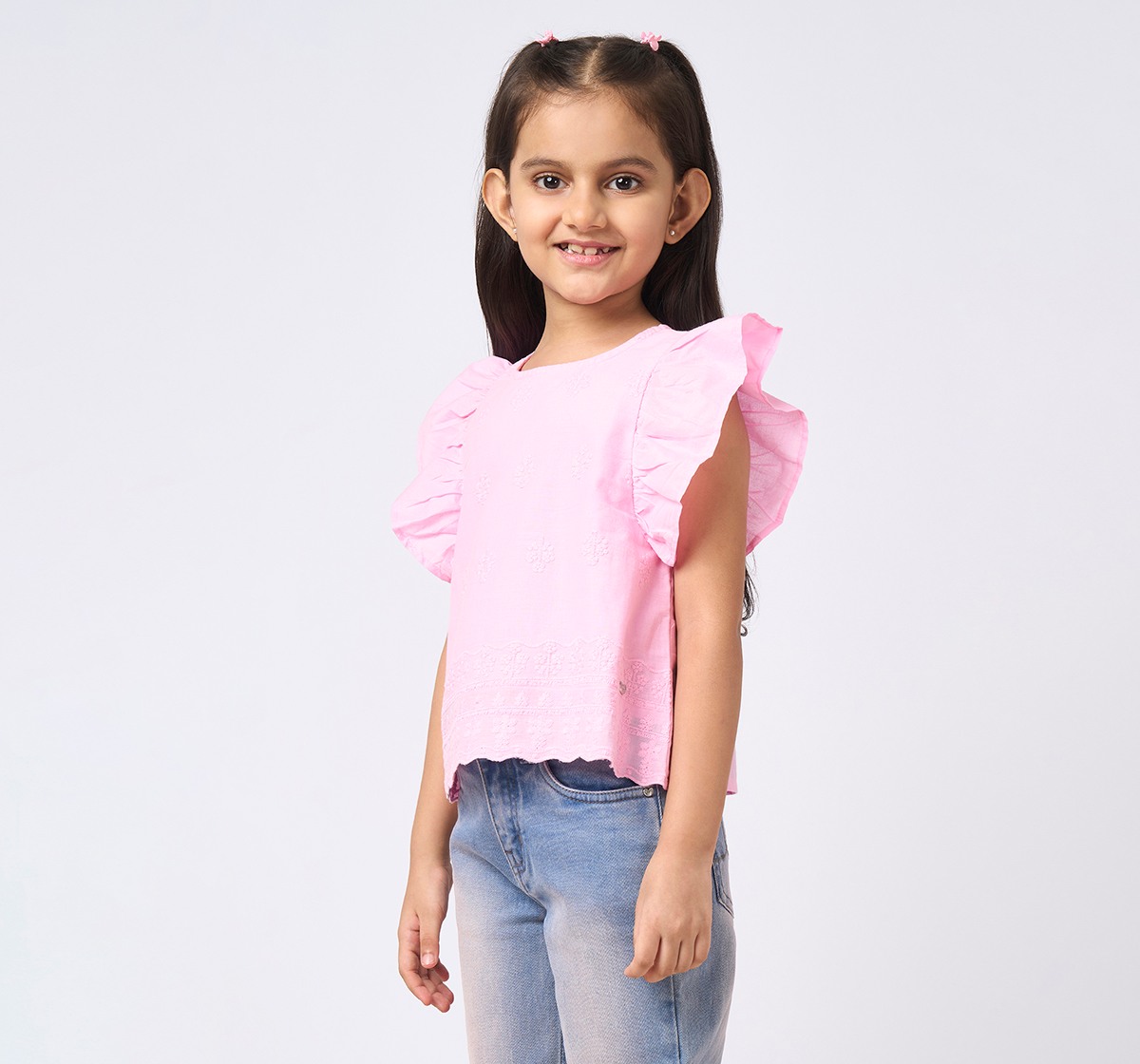 Girl  Embroidered Tops pink