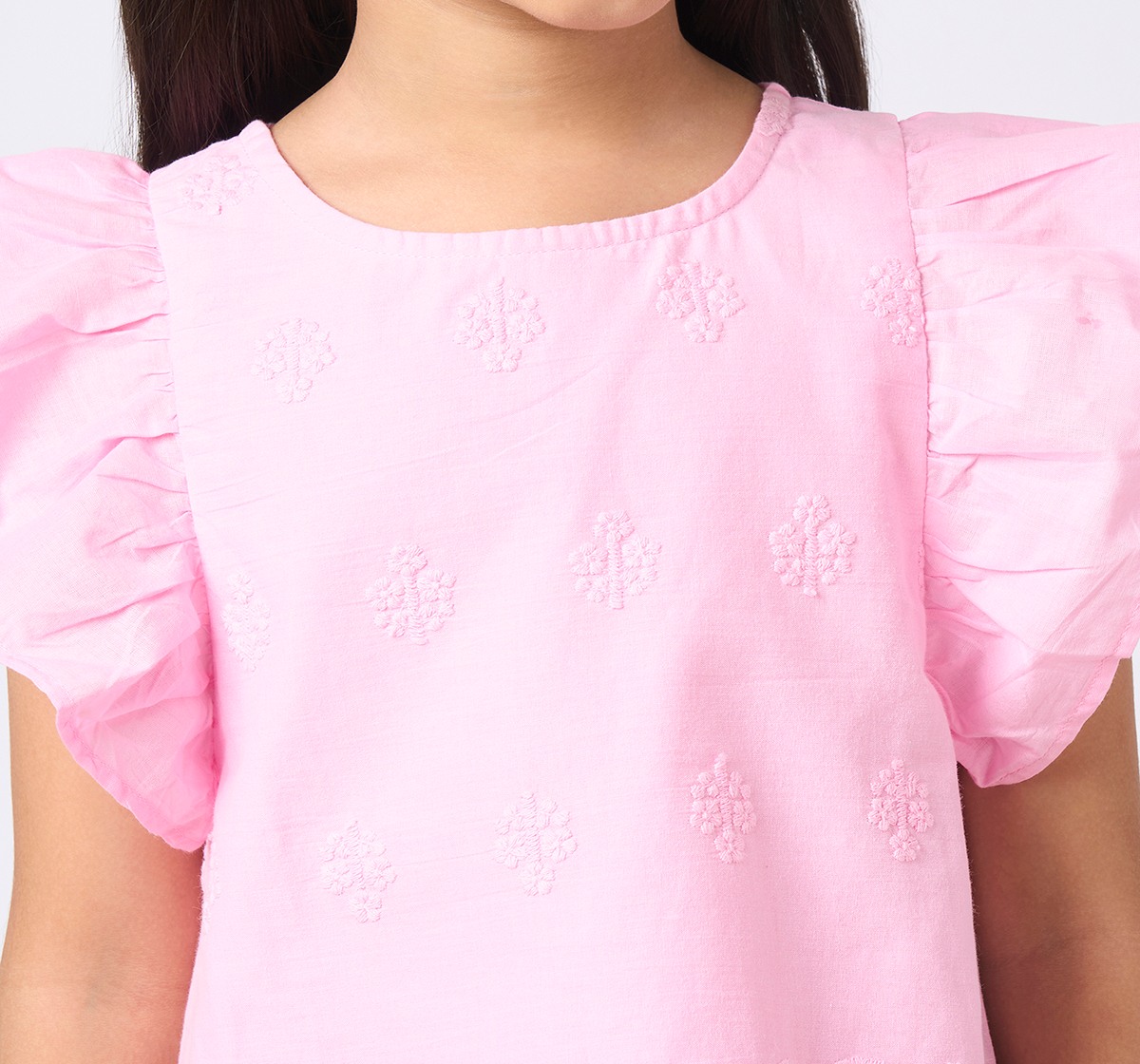 Girl  Embroidered Tops pink