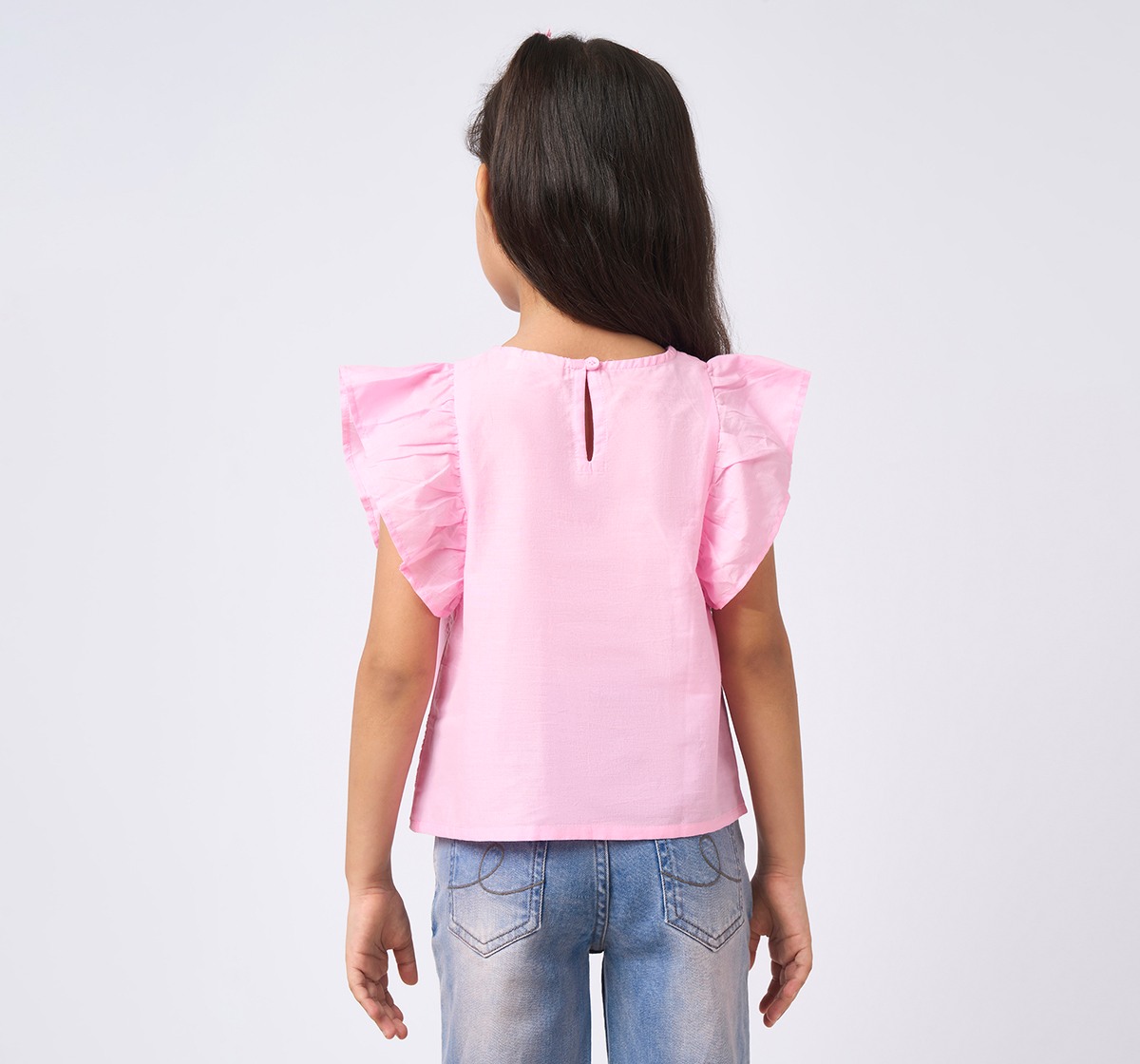 Girl  Embroidered Tops pink
