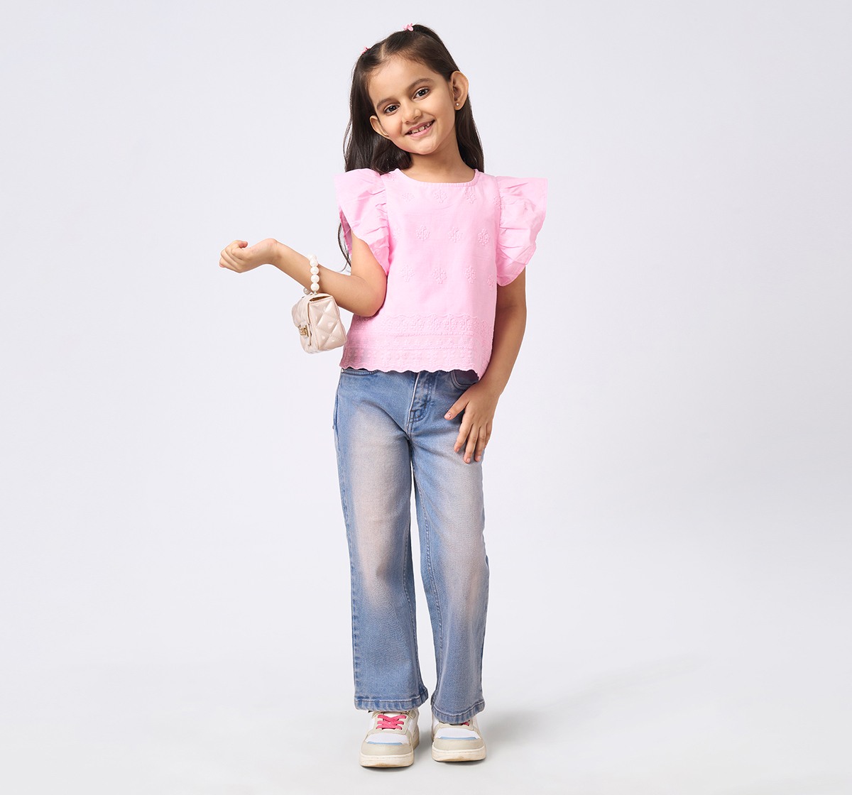 Girl  Embroidered Tops pink