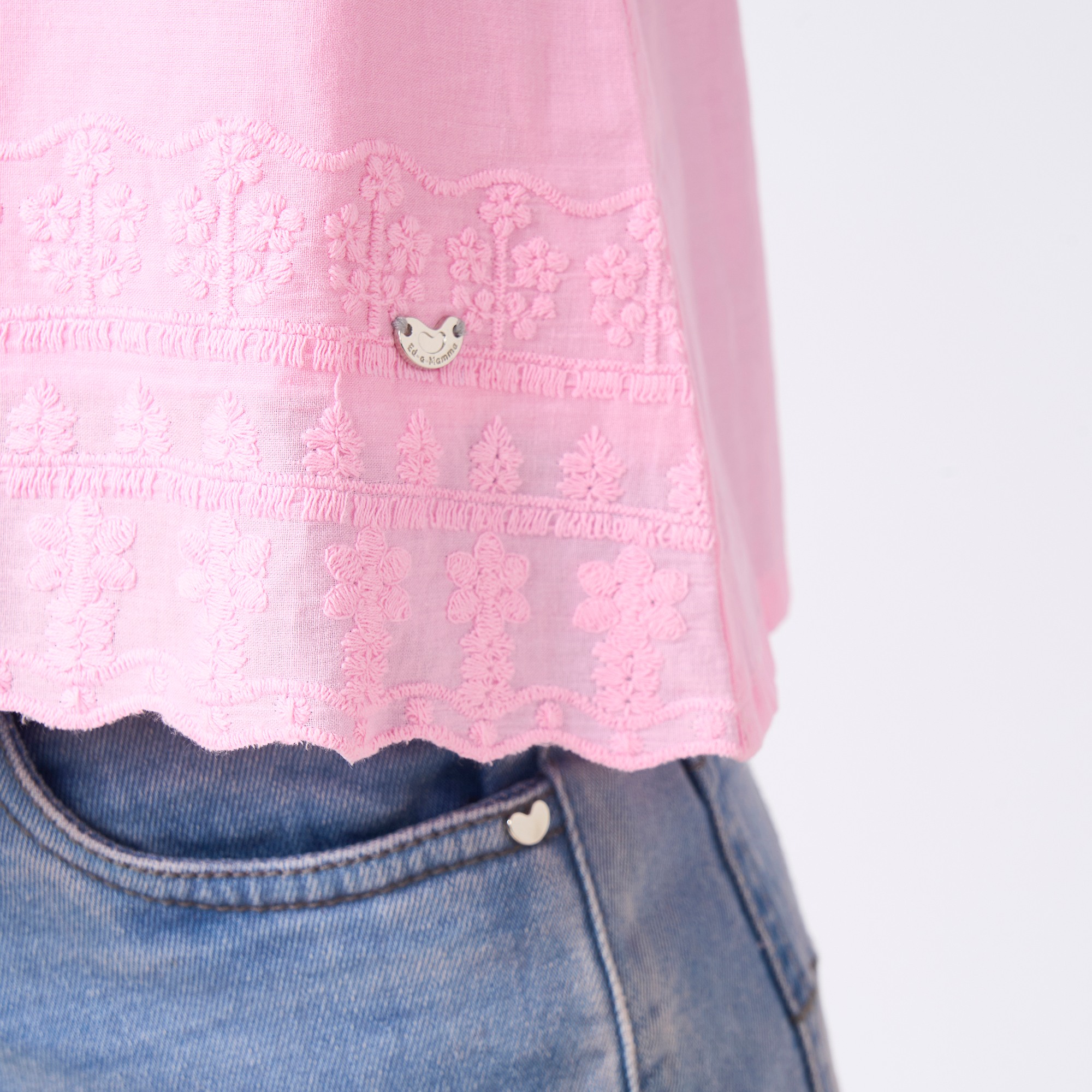 Girl  Embroidered Tops pink