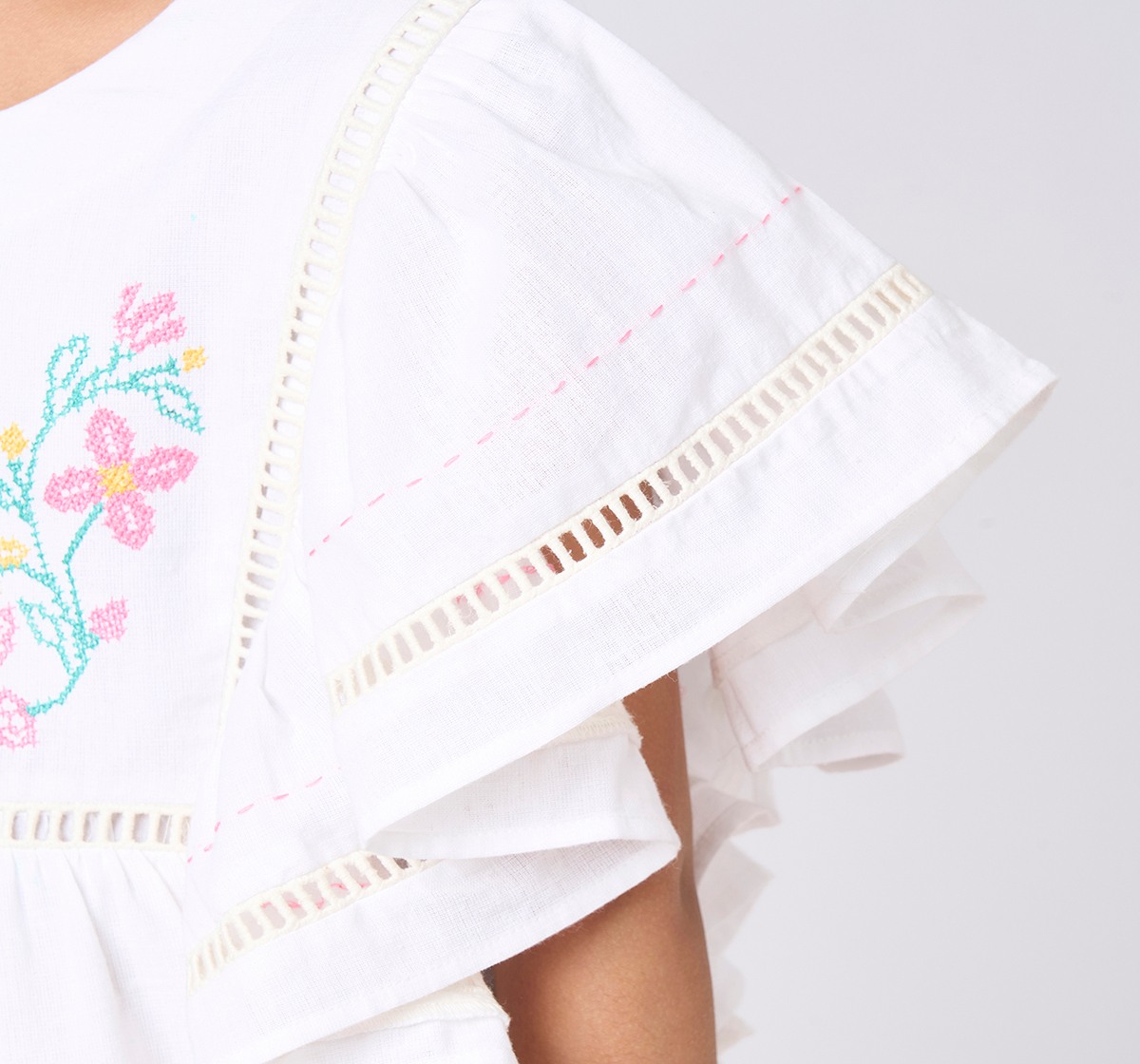Girl  Embroidered Tops white