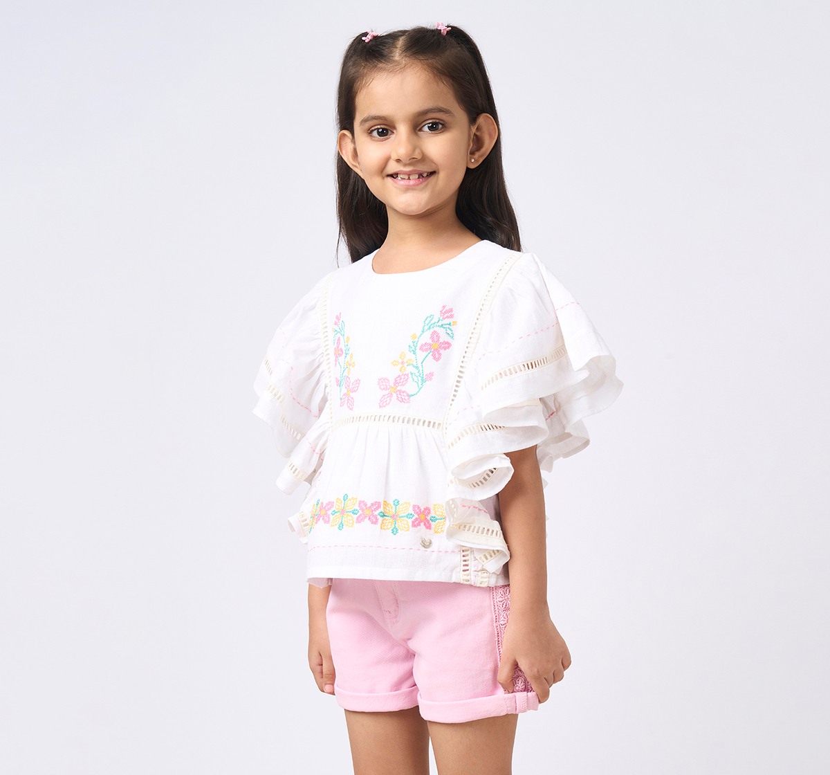 Girl  Embroidered Tops white