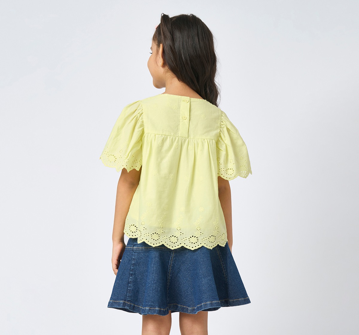 Girl  Embroidered Tops yellow