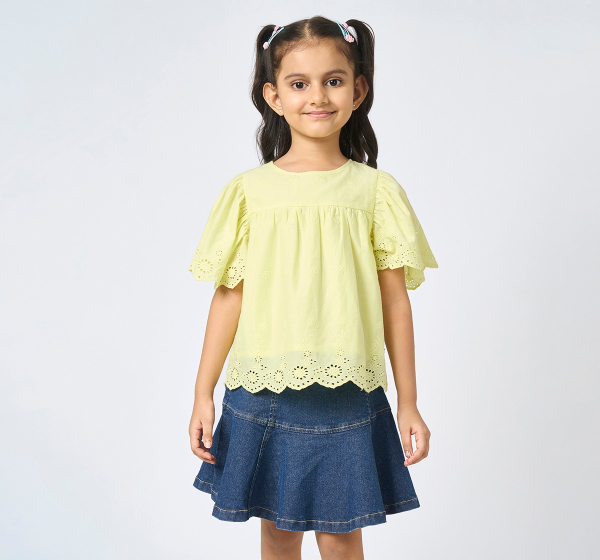 Girl  Embroidered Tops yellow