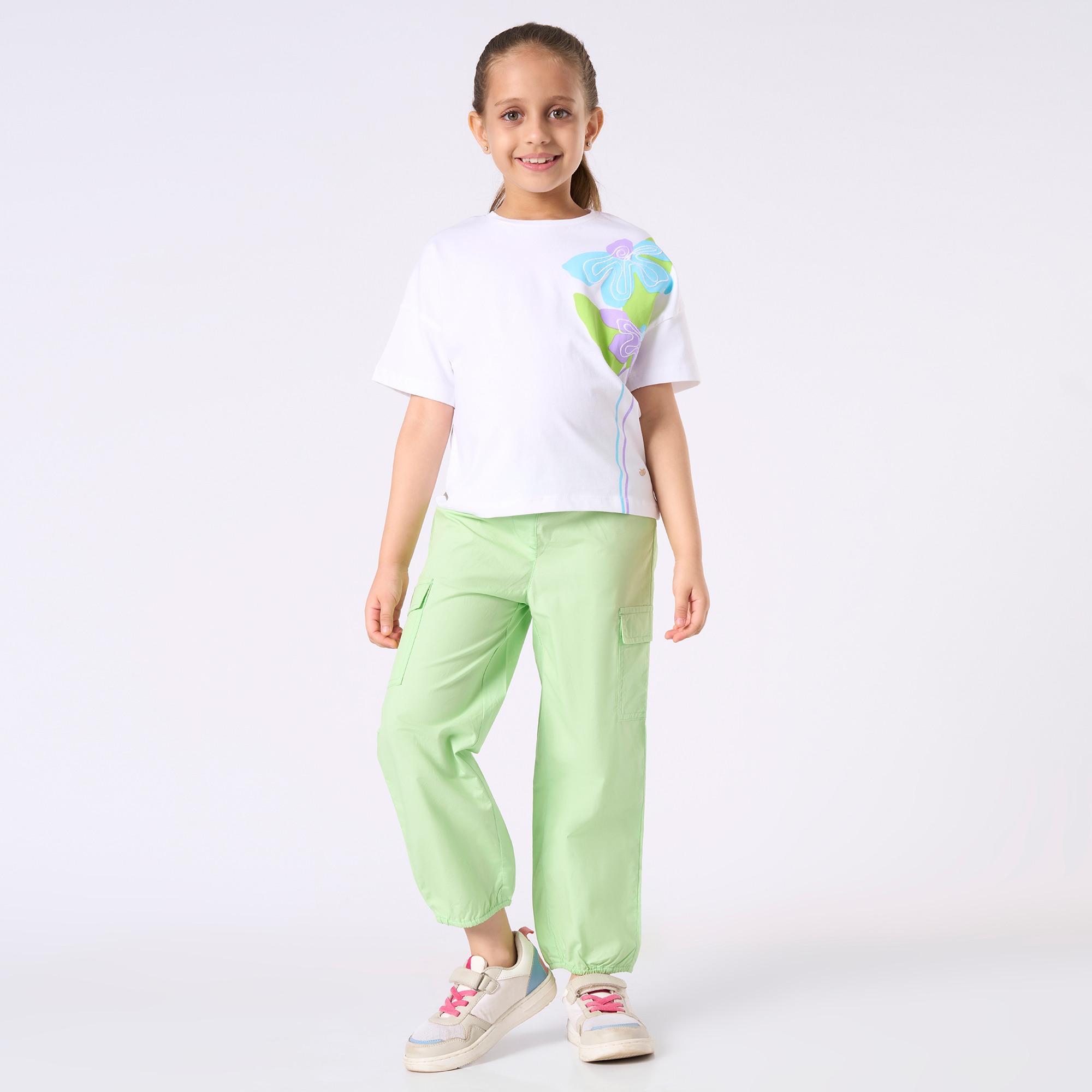Girl  Solid Trousers & Pants green