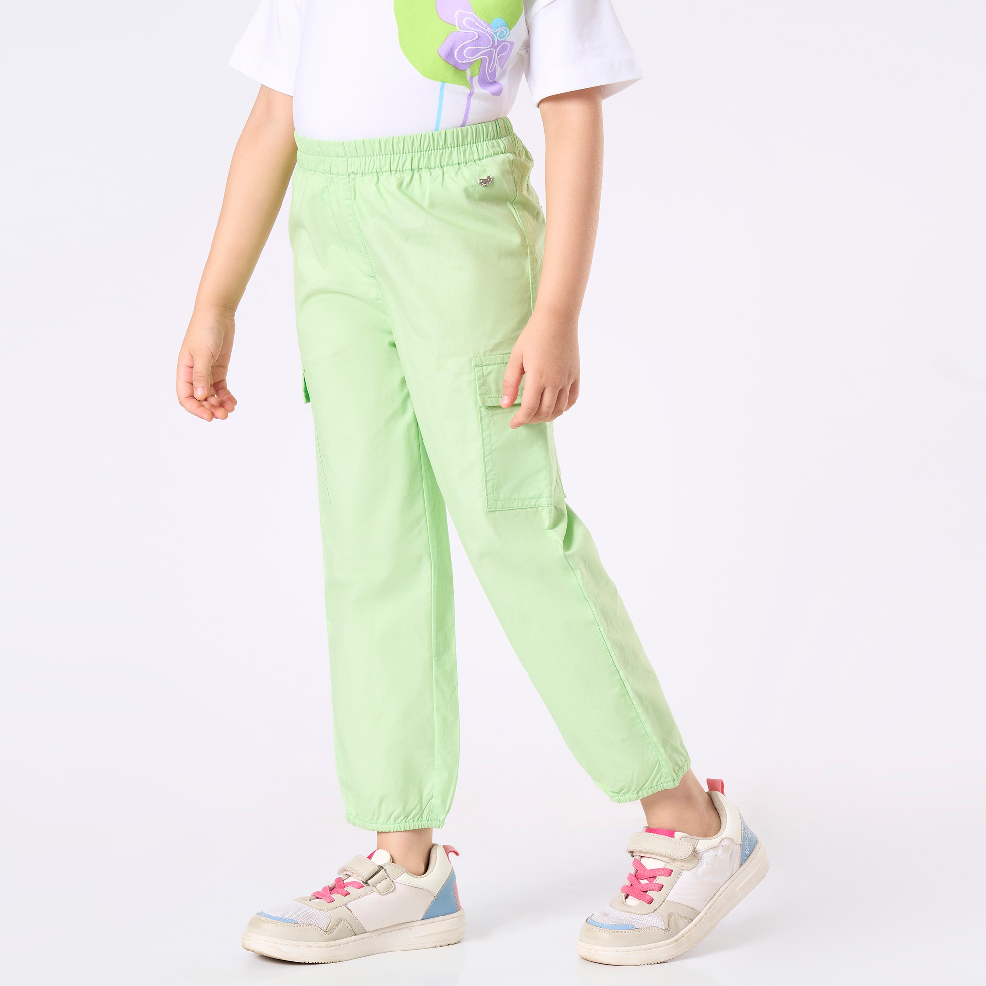 Girl  Solid Trousers & Pants green