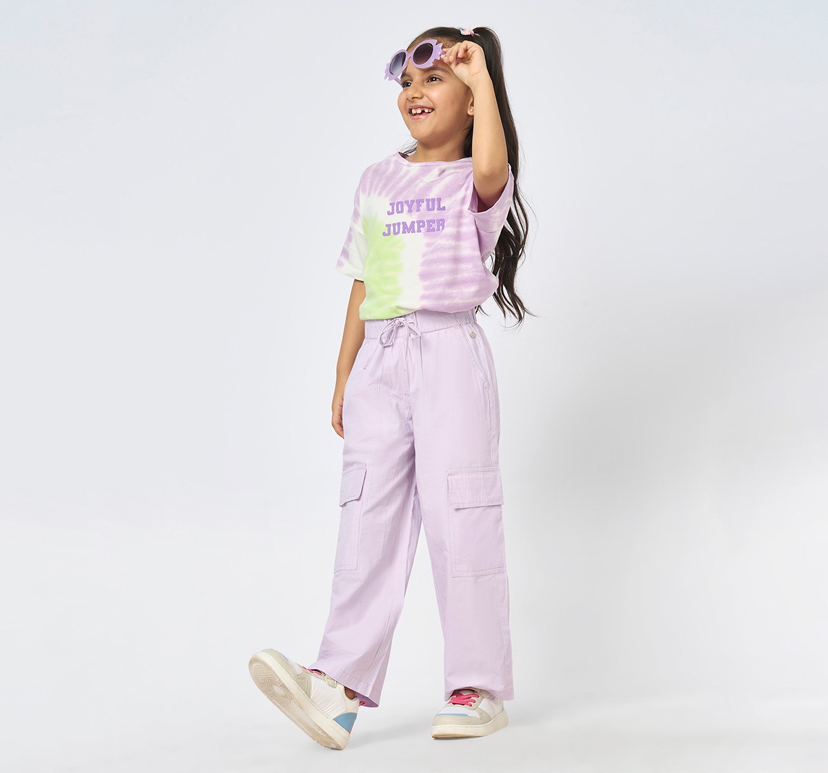 Girl  Solid Trousers & Pants lilac