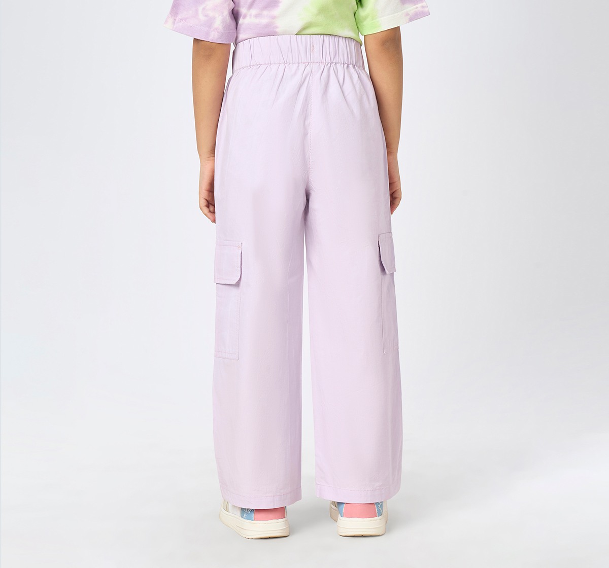 Girl  Solid Trousers & Pants lilac