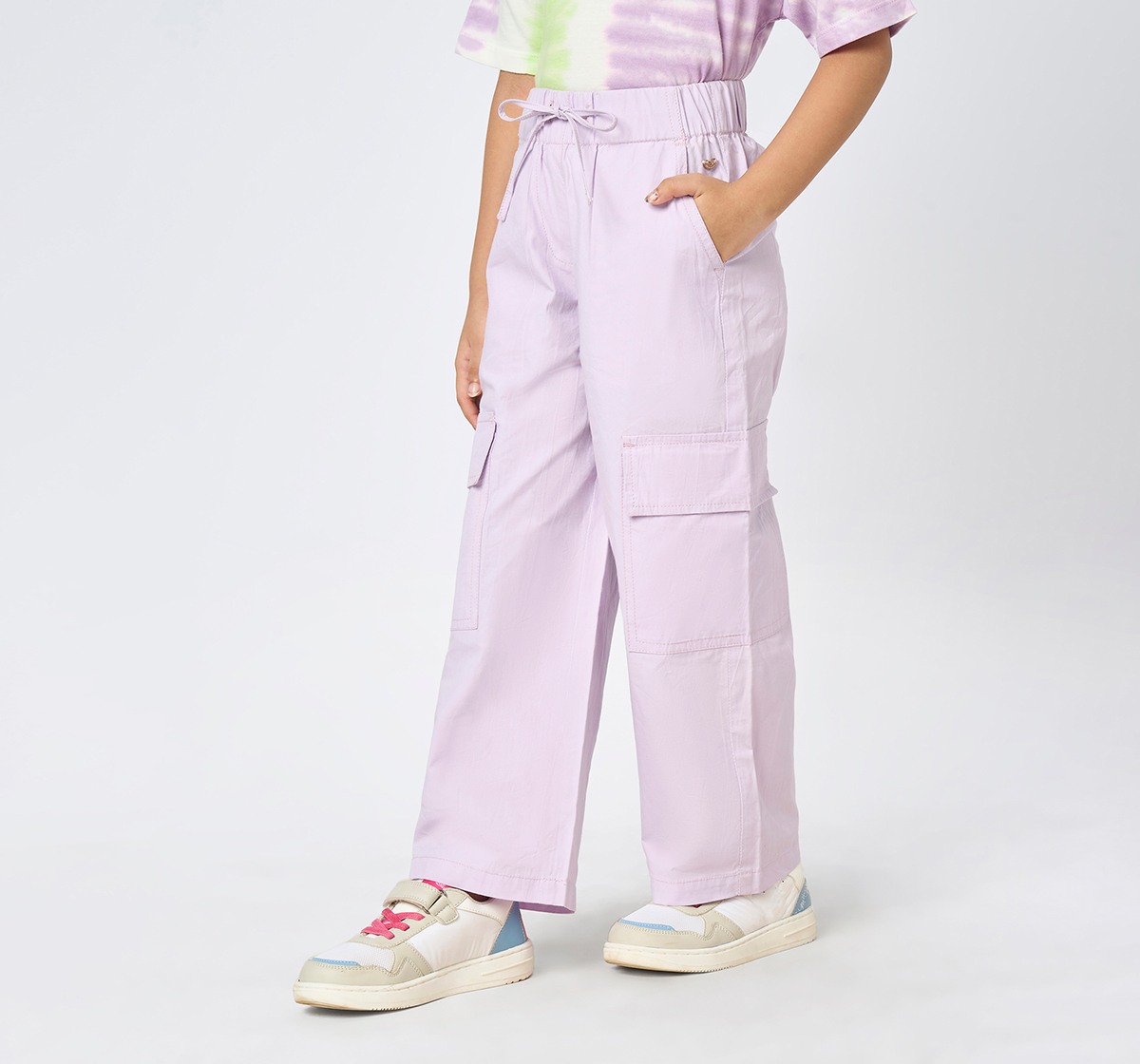 Girl  Solid Trousers & Pants lilac