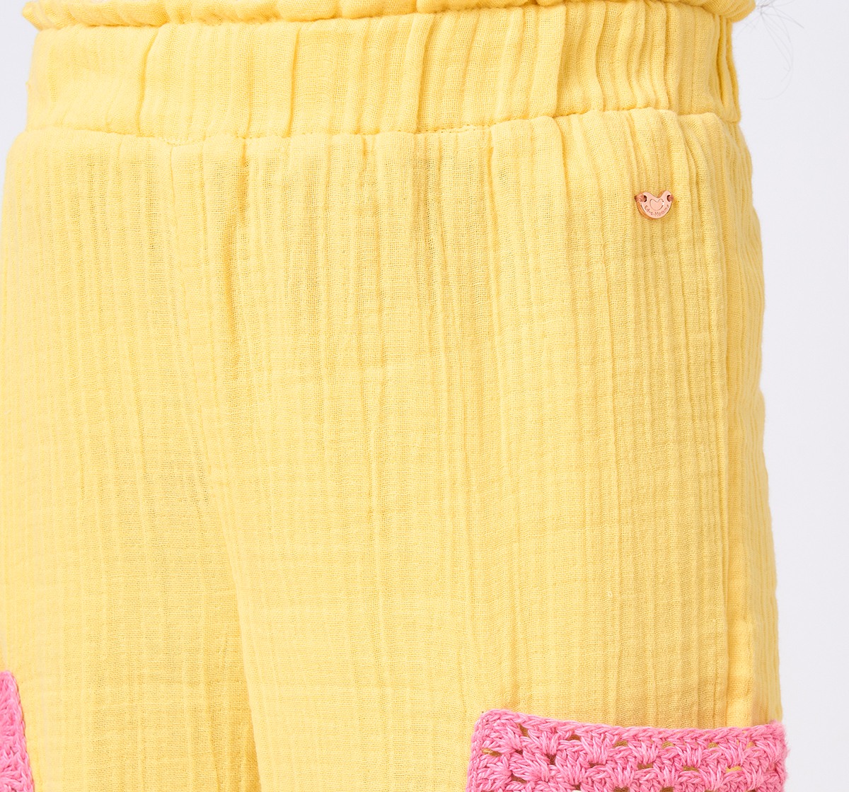 Girl  Solid Trousers & Pants yellow