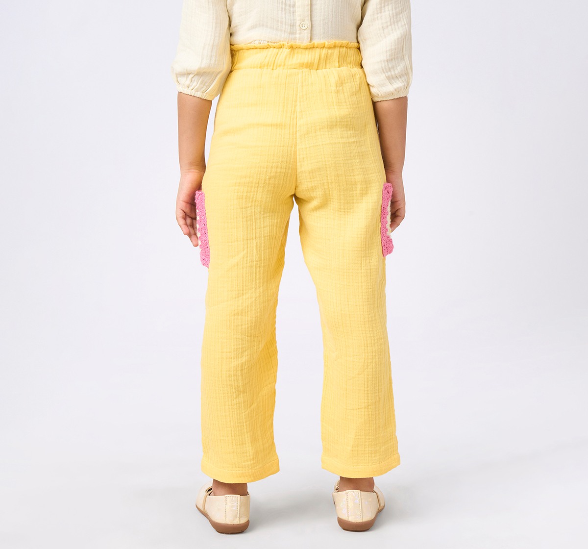 Girl  Solid Trousers & Pants yellow